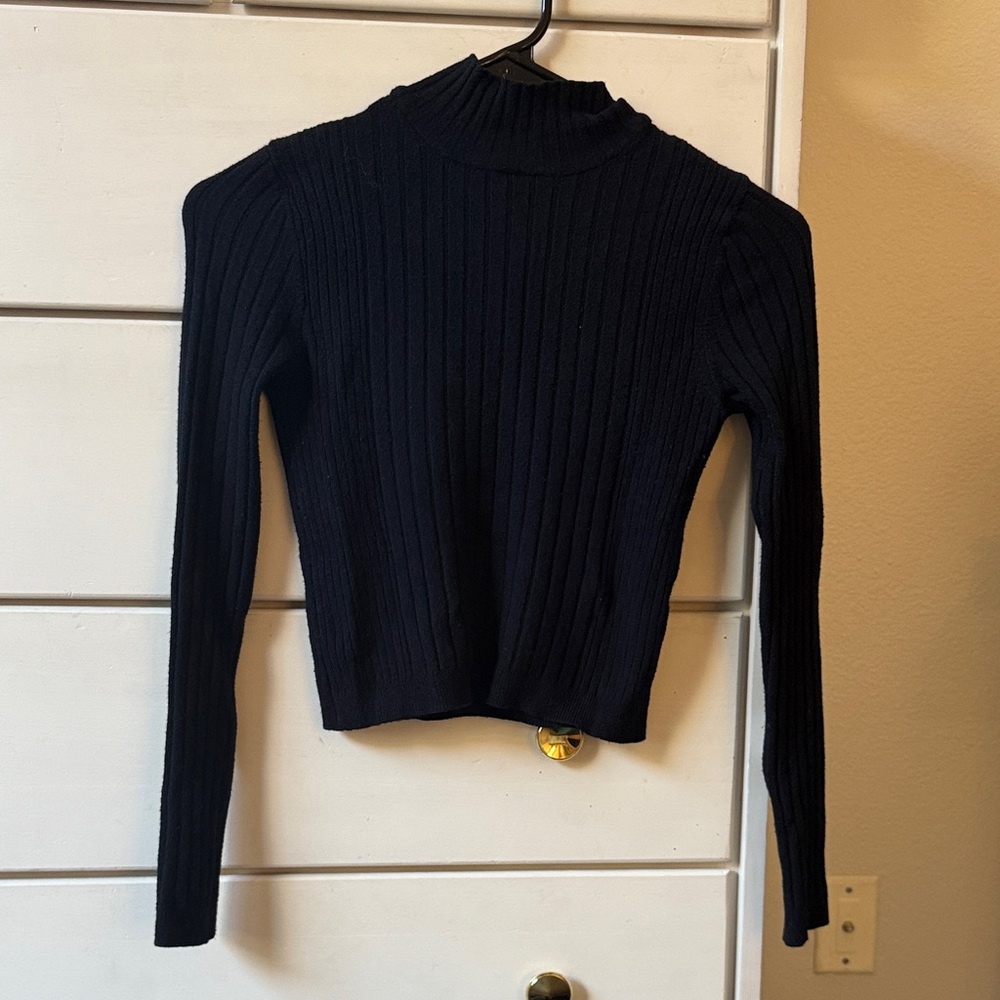 Urban outfitters navy knit cropped turtle neck